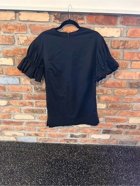 Saks Fifth Avenue Black Ruffle Sleeve Mini Dress